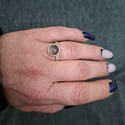 Handmade silver ring with fluorite, like new
