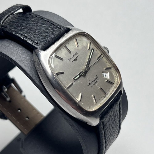 Longines Conquest Automatic watch used with black leather strap