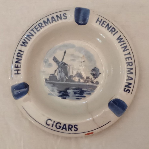 Henri Wintermans Ceramic Cigar Ashtray used, Delft Blue Netherlands