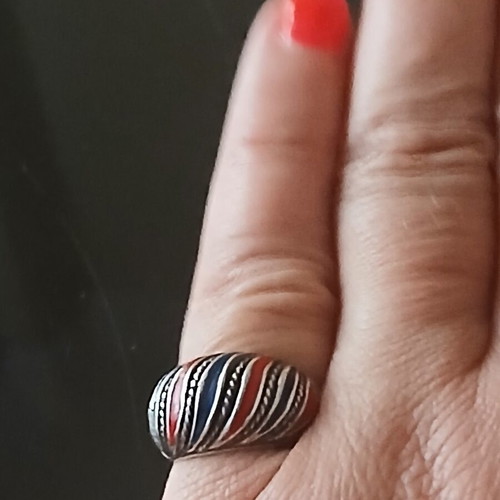 Ring with enamel and 925 silver, like new, 16mm