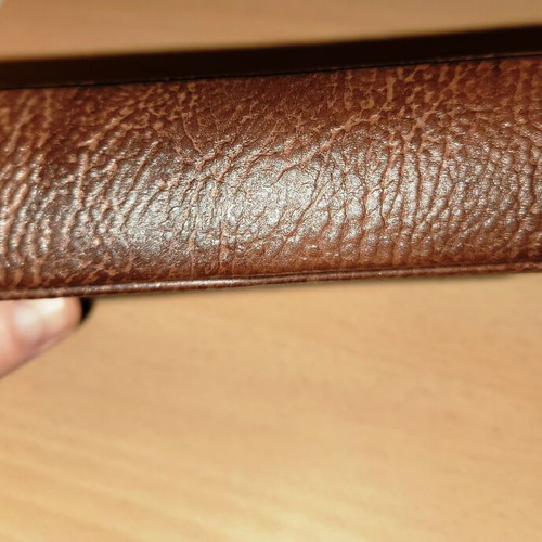 Leather document bag, brown, 19x15x5 cm