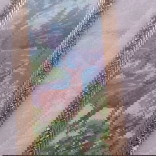 χειροποίητο κέντημα τοπίο και ελάφι