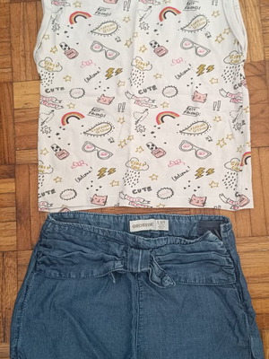 Orchestra girls' set with denim shorts and top, used, size 5 years