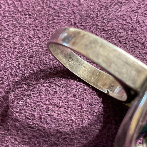 Silver women's ring used with azurite and malachite
