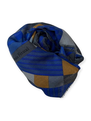 Louis Feraud Geometric принт шал като ново, вълна и коприна