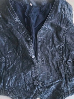 Genuine leather vest used, black, size L