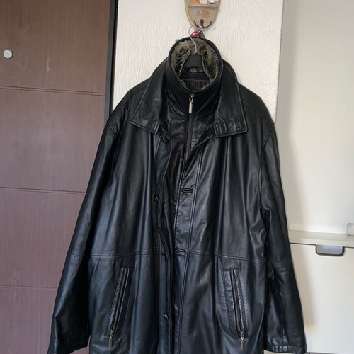 Ted Lapidus Paris men's leather jacket used, size M, black, winter