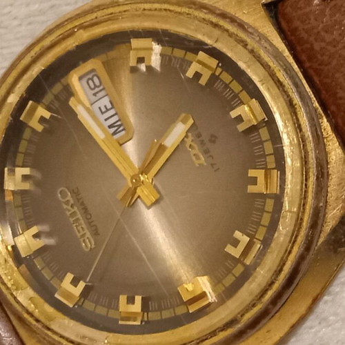 Seiko 6106-7589 used men's gold watch with leather strap
