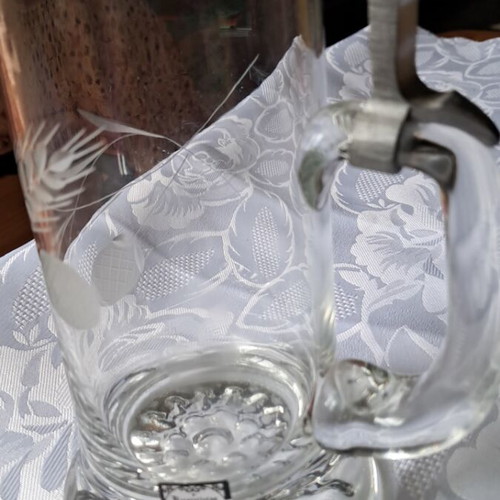 Kristallglas 500 ml beer glass like new with pewter lid