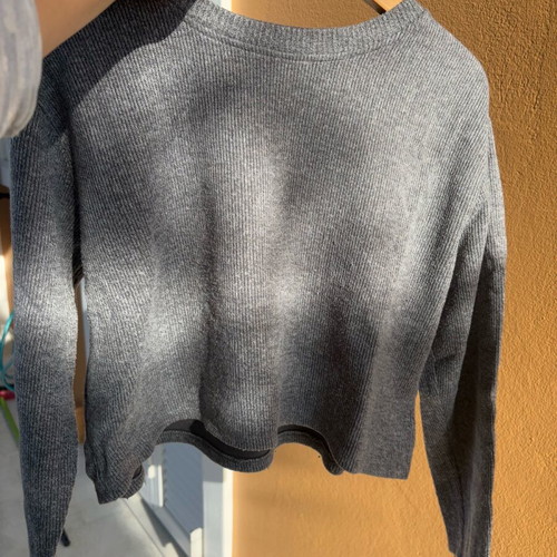 Zara women's knit top gray ribbed short, like new