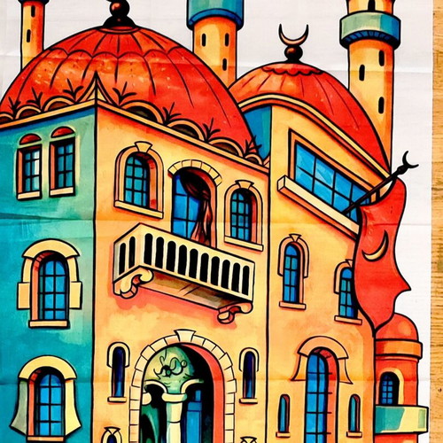 Turkish Sarai Shadow Theater Set silk screen print new