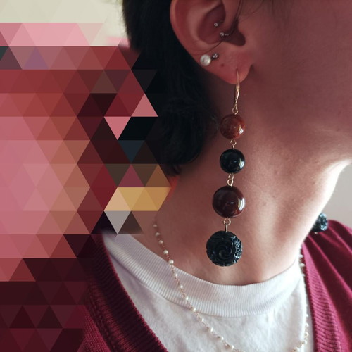 Statement brown red ball earrings like new from Mango