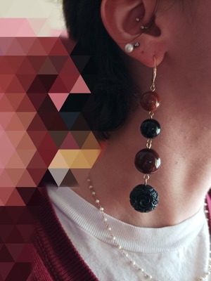 Statement brown red ball earrings like new from Mango
