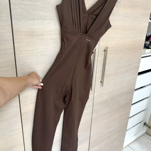 Oysho Comfortlux compression jumpsuit with V open back, size S