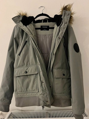 Primark gray jacket used, size L, winter with fur hood