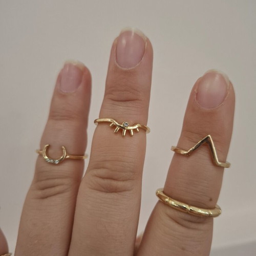 Minimal gold rings set of 6 used with designs