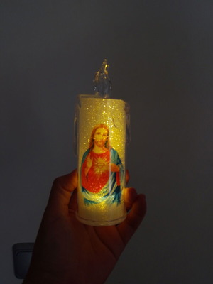 Dedication candle with LED Christ new in box