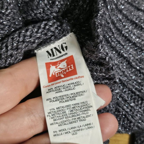 Mango sweater with wool and metallic yarn like new, gray silver size M