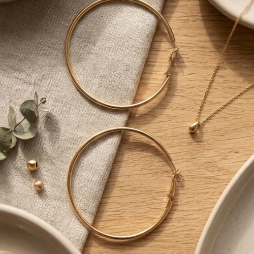 Large Thin Gold Hoop Earrings like new