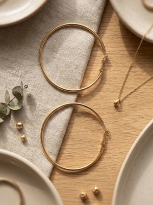 Large Thin Gold Hoop Earrings like new