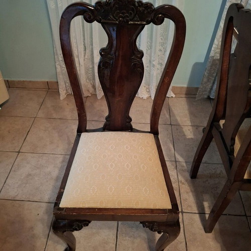 Vintage dining set used, solid wood, 6 chairs