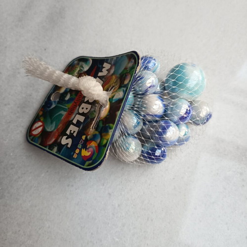 Vintage glass marbles jellyfish series turquoise and white, new
