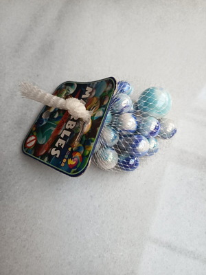 Vintage glass marbles jellyfish series turquoise and white, new