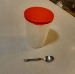 Tupperware container new with three separate compartments