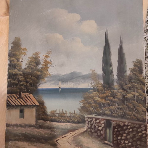 Mediterranean landscape painting set