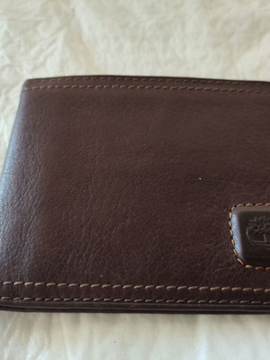 Timberland men's leather wallet, genuine leather, brown