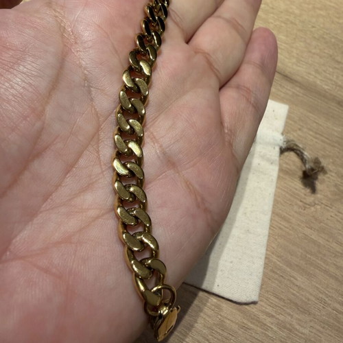 Elegatto Men’s Gold-Tone Chunky Cuban Link Bracelet New