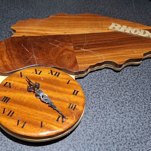 Vintage Handmade Wooden Wall Clock Rhodos like new
