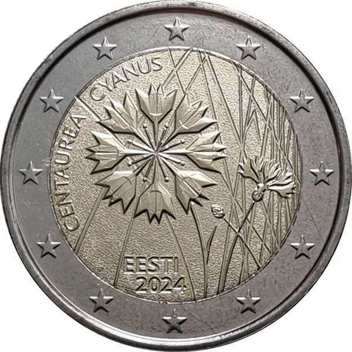 Estonia 2 Euro 2024 UNC commemorative cyan centaury