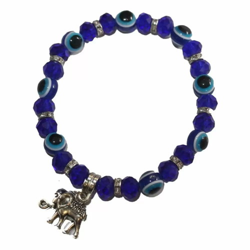Bracelet with evil eye and elephant design new, blue