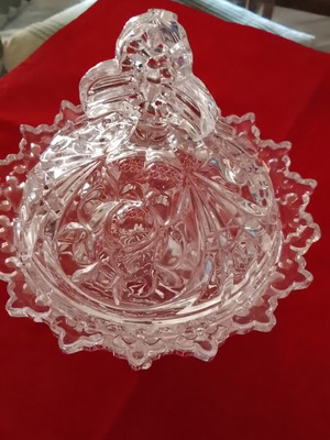 Crystal fondue dish, ornate