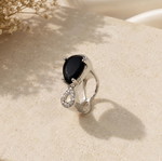 Silver ring with black stone