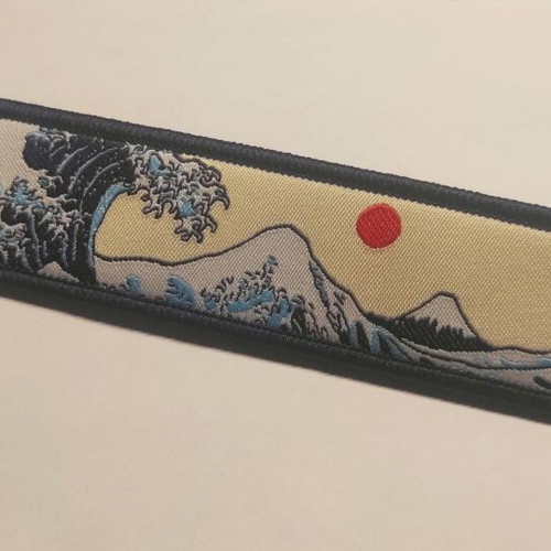 Embroidered fabric keychain The Great Wave Off Kanagawa new, multicolor