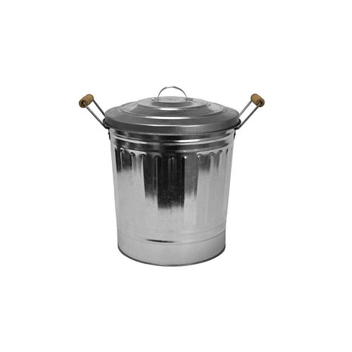 Galvanized Metal Trash Can Silver 13lt 27x29 New
