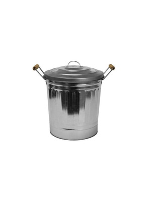Galvanized Metal Trash Can Silver 13lt 27x29 New