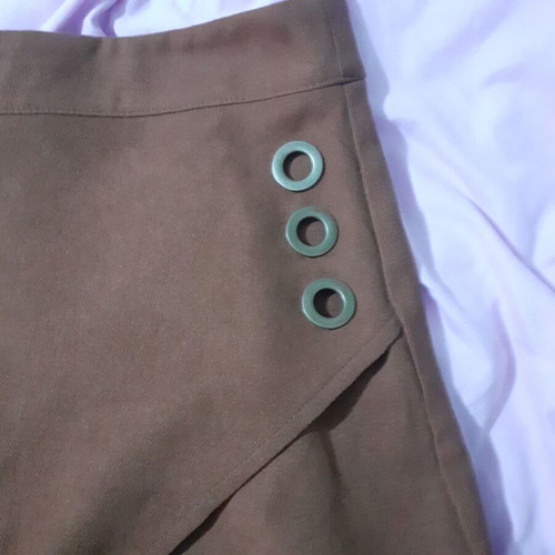 Mini corduroy skirt new with asymmetric style and decorative patterns