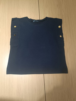 Zara black top with gold buttons, 100% cotton, new