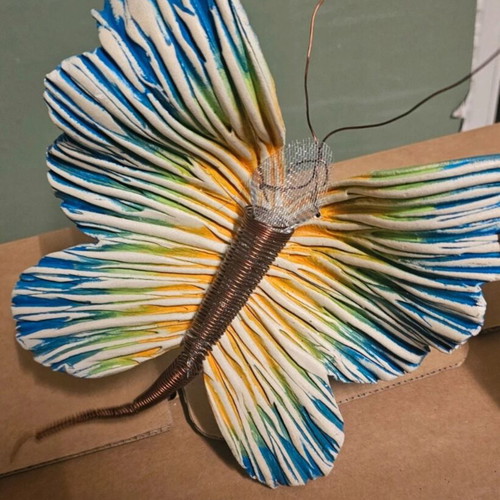 Handmade large embossed butterfly decoration like new
