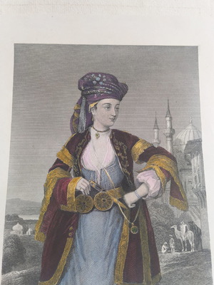 Χαλκογραφία Λαίδη Wortley Montagu με παραδοσιακή Ελληνική φορεσιά μεταχειρισμένη
