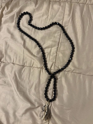 Long necklace with black stones and tassel new