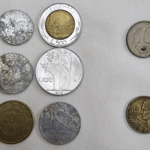 Coins used, set of 8 from Italy, Russia, Yugoslavia
