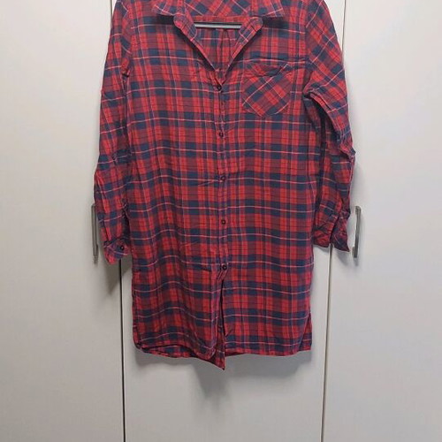 Esmara women's long checkered shirt used, size XL, blue and red