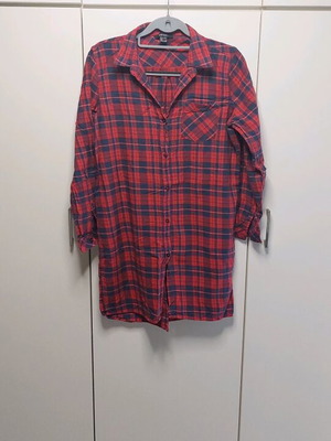 Esmara women's long checkered shirt used, size XL, blue and red