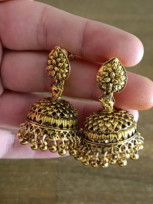 Bell shape women's earrings eastern style with moving beads steel new