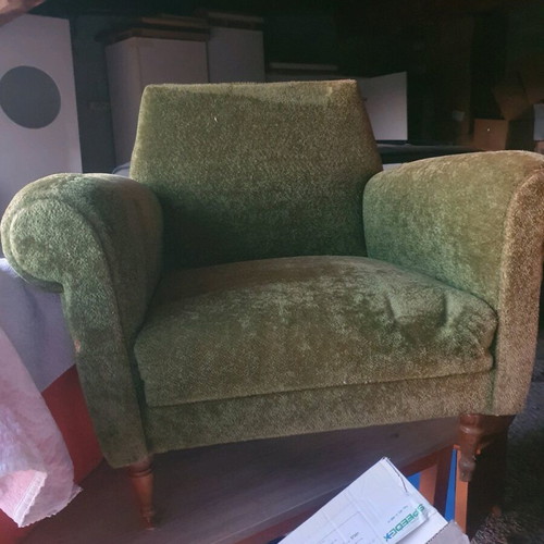 Velvet vintage armchair green cypress