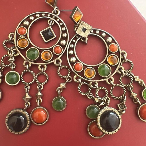 Earrings long dangling boho style vintage, like new